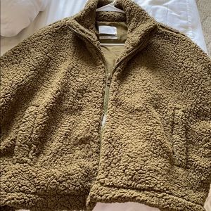 UO Willow Fuzzy Fleece Teddy Jacket - Olive